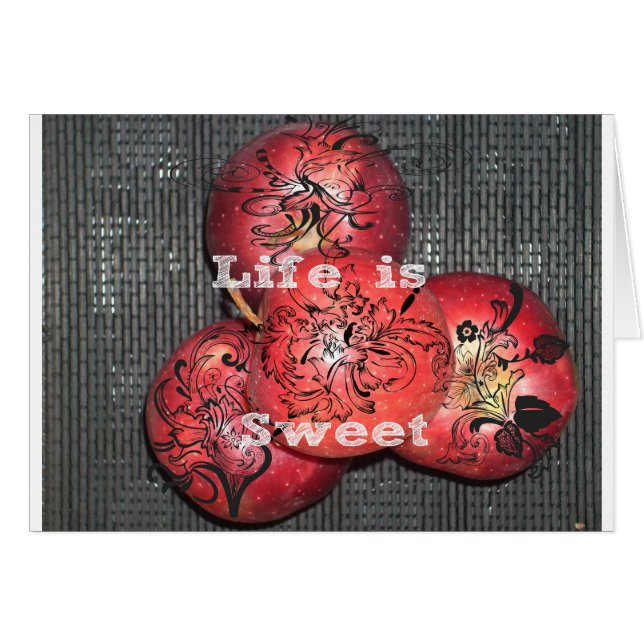 Life is Sweet: Apple and Floral Motif Design (Front Horizontal)