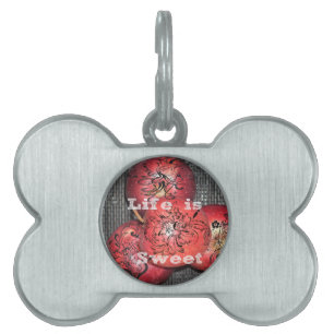 Life is Sweet: Apple and Floral Motif Design Pet ID Tag