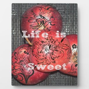 Life is Sweet: Apple and Floral Motif Design Plaque