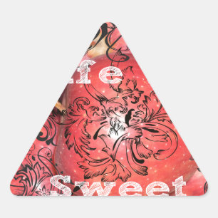 Life is Sweet: Apple and Floral Motif Design Triangle Sticker