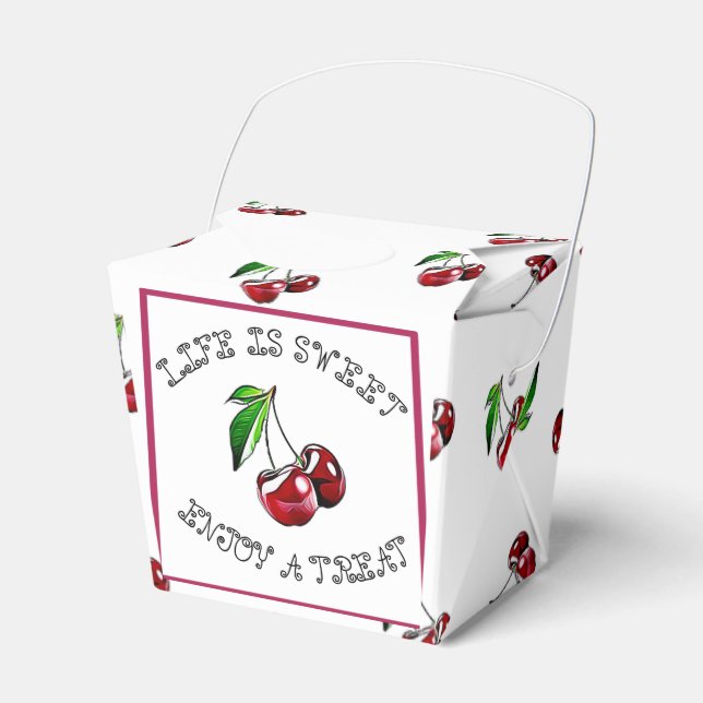 Life is Sweet, Cherry Party Candy Favour Box (Front Side)