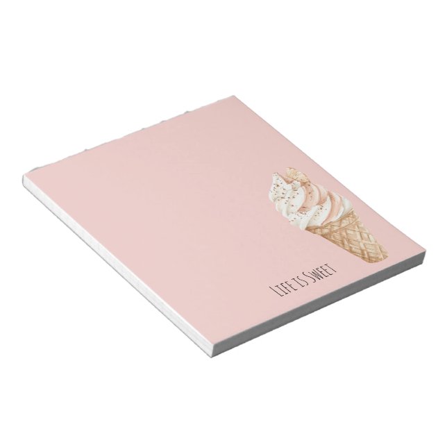 Life is Sweet Ice Cream Cone Notepad (Angled)