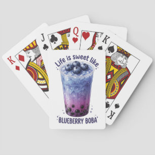 Life Is Sweet Like Blueberry Boba Playing Cards