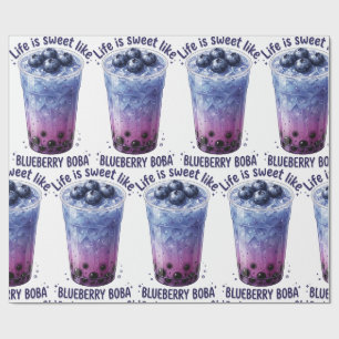 Life Is Sweet Like Blueberry Boba Wrapping Paper