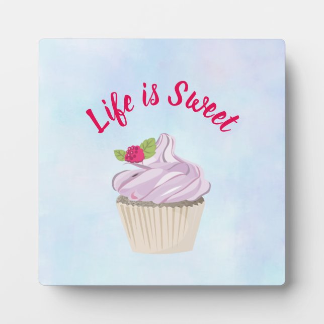 Life is Sweet Pink Cupcake Plaque (Front)