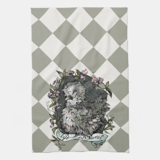 Life is Sweet (Silkie Hen & Sweet Peas) Checks Kitchen Towel