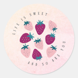 Life Is Sweet Strawberry Product Packaging Classic Round Sticker