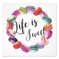 Life is Sweet | Watercolor Macarons Art Print