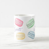 Life is Sweet Watercolor Rainbow Macaroon Monogram Coffee Mug (Center)