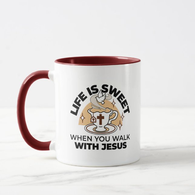 Life Is Sweet with Jesus – Christian Faith Tea Cup (Left)