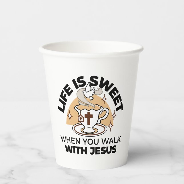 Life Is Sweet with Jesus – Christian Faith Tea Cup (Front)
