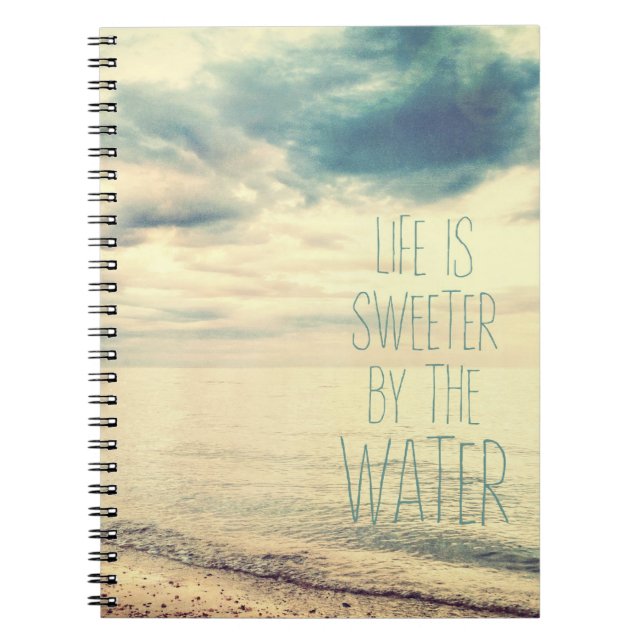 Life Is Sweeter Beach Scene Notebook (Front)