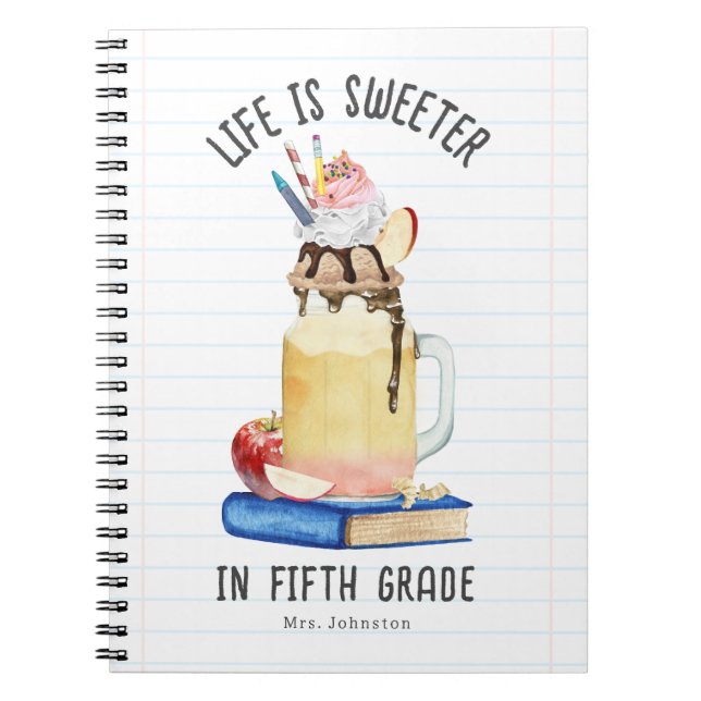 Life is Sweeter In 5th Grade Teacher Notebook (Front)