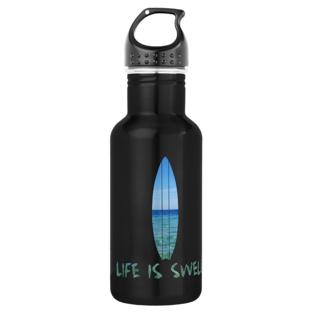 Life Is Swell Surf Board Design 532 Ml Water Bottle (Front)