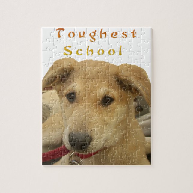 "Life is the Toughest School" Dog Art Print Jigsaw Puzzle (Vertical)