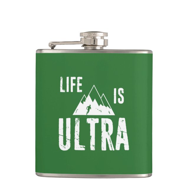 Life Is Ultra Running Hip Flask (Front)