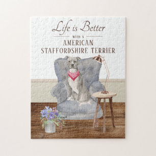Life Is With A American Staffordshire Terrier Jigsaw Puzzle