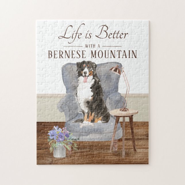Life Is With A Bernese Mountain Dog Jigsaw Puzzle (Vertical)