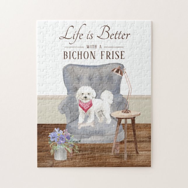 Life Is With A Bichon Frise Jigsaw Puzzle (Vertical)