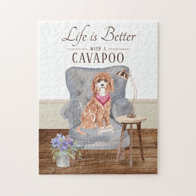 Life Is With A Cavapoo Jigsaw Puzzle (Vertical)