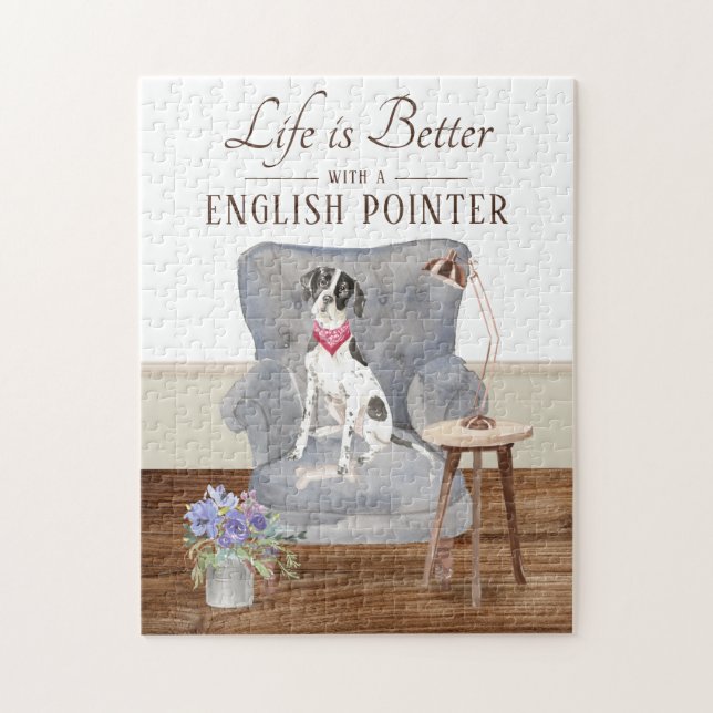 Life Is With A English Pointer Jigsaw Puzzle (Vertical)
