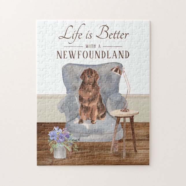 Life Is With A Newfoundland Jigsaw Puzzle (Vertical)