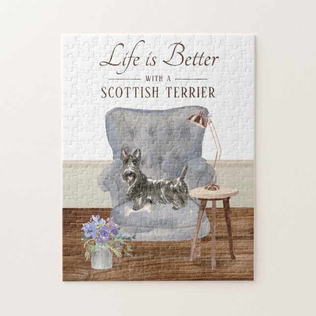 Life Is With A Scottish Terrier Jigsaw Puzzle (Vertical)