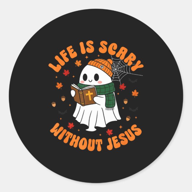 Life Is Y Without Jesus - Christian Halloween  Classic Round Sticker (Front)