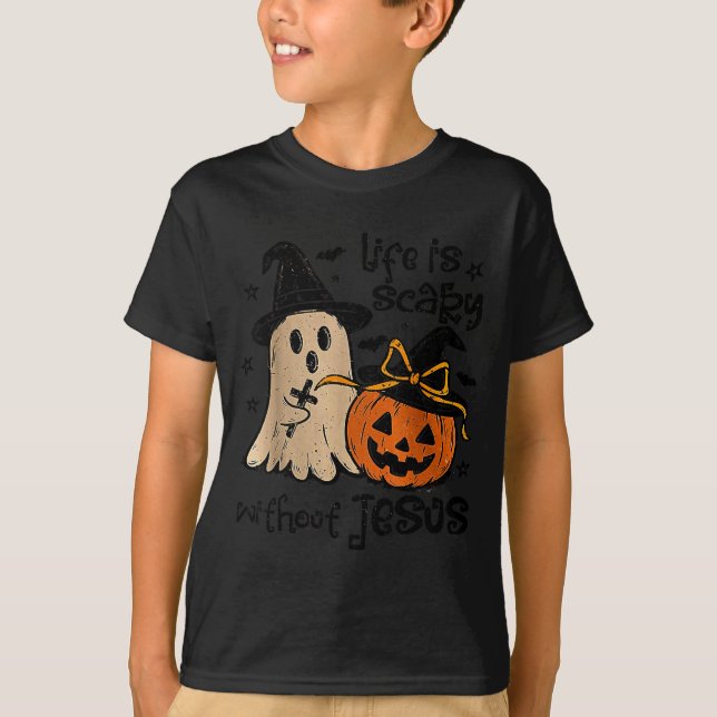 Life Is Y Without Jesus Christian Halloween  T-Shirt (Front)