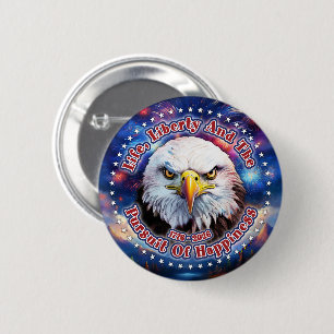 Life, Liberty And The Pur Brown Eagle Firework M 2 Inch Round Button
