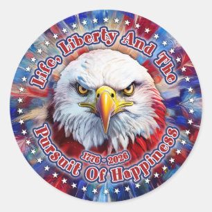 Life, Liberty And The Pursuit Of Red Eagle Firewor Classic Round Sticker