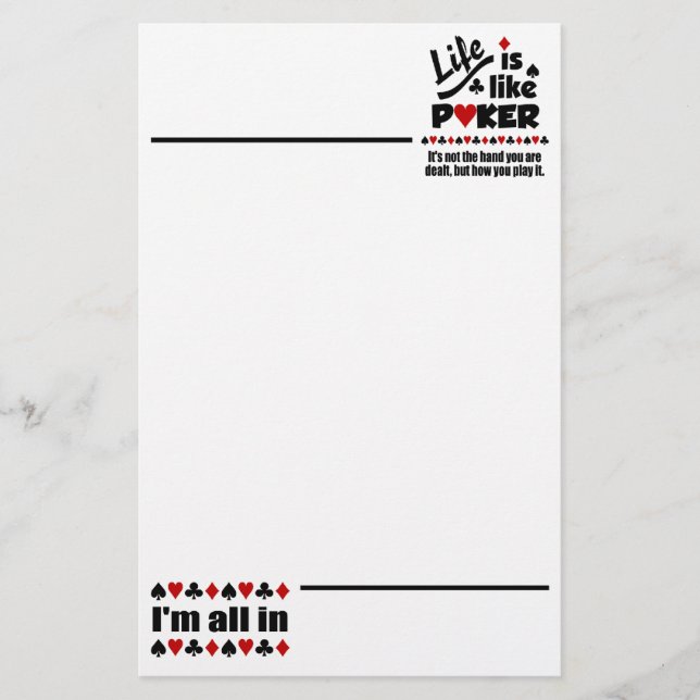 Life Like Poker stationary Stationery (Front)