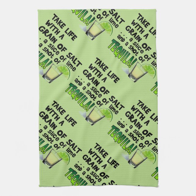 Life, Lime, Salt, TEQUILA! Cocktail Humour Kitchen Towel (Vertical)