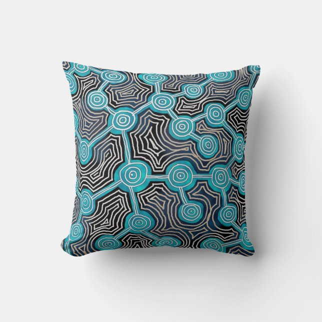 Life Lines Aboriginal style abstract pattern Throw Pillow (Front)