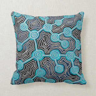 Life Lines Aboriginal style abstract pattern Throw Pillow
