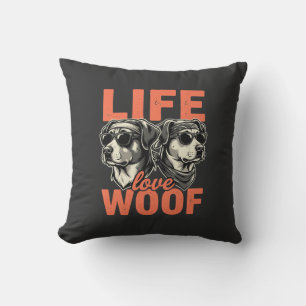 Life Love Woof Dog Lover Throw Pillow