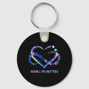 Life Matters Awareness Butterflies Heart Design Keychain