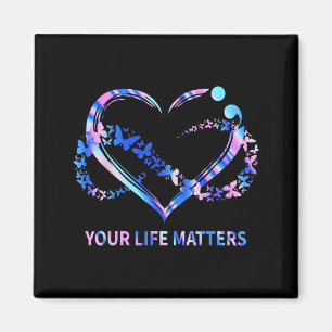 Life Matters Awareness Butterflies Heart Design Magnet