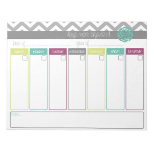 Life. More Organized.  Weekly Calendar Notepad