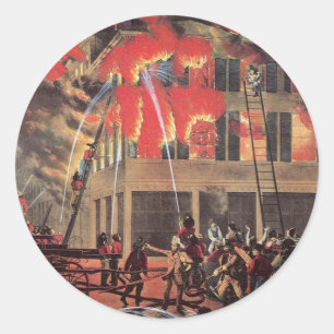 Life of a Fireman, Vintage Business Firemen Fire Classic Round Sticker