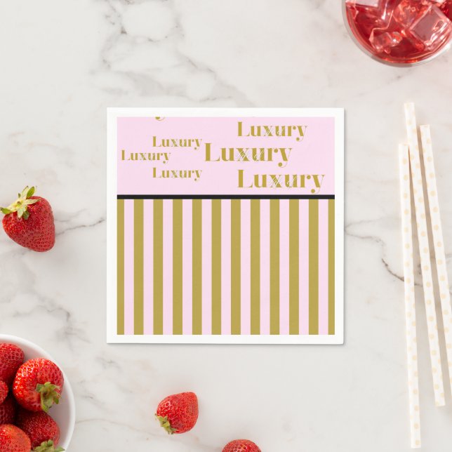 Life of Luxury Pink and Gold Napkin (Insitu)