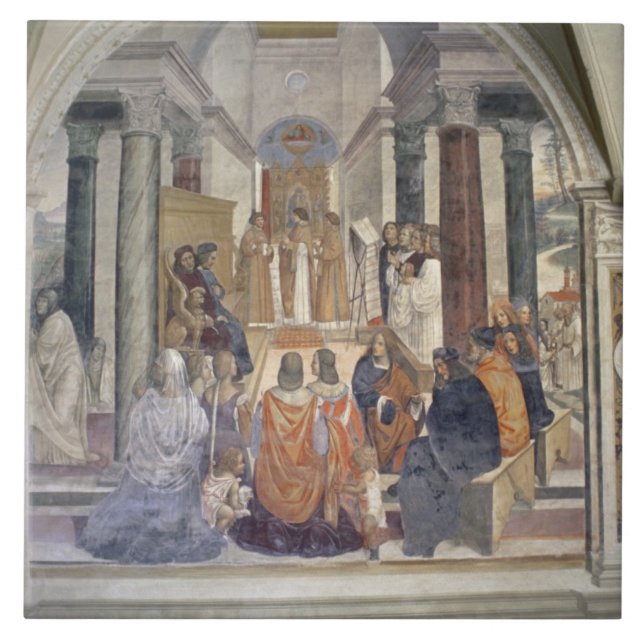 Life of St. Benedict (fresco) (detail) Tile (Front)