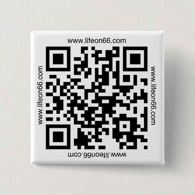 Life On 66 Button(QR code) 2 Inch Square Button (Front)