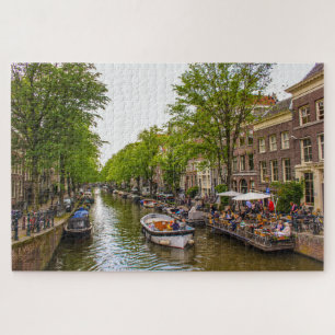 Life on Amsterdam canal, Netherland Jigsaw Puzzle
