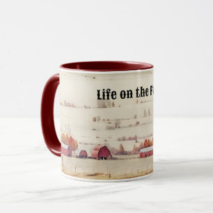 Life on the Farm and Red Barn Art Mug Cup