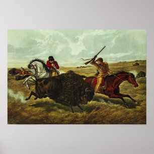 Life on the Prairie - the Buffalo Hunt, 1862 Poster