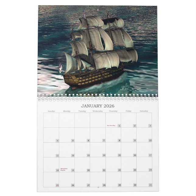 Life On The Sea By Lisa C. Weber-Nautical Calendar (Jan 2026)