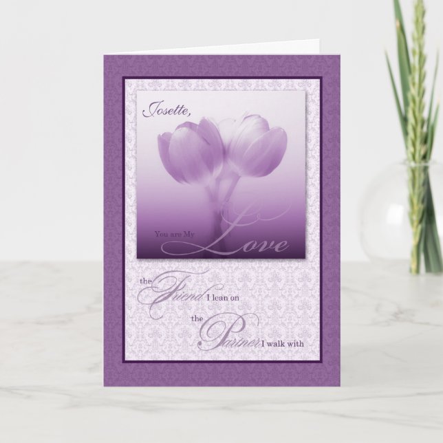 Life Partner Wedding Anniversary Purple Tulips Card (Front)