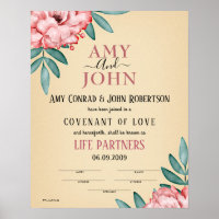 "Life Partners" Love Covenant Wedding Certificate