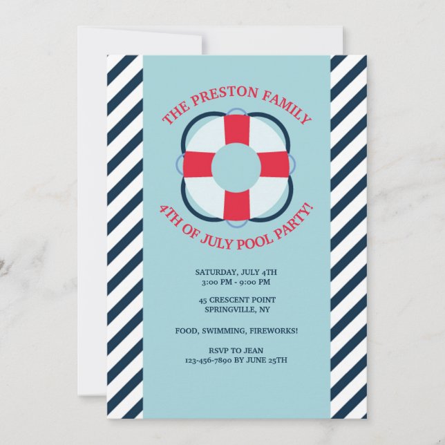 Life Preserver Invitation (Front)